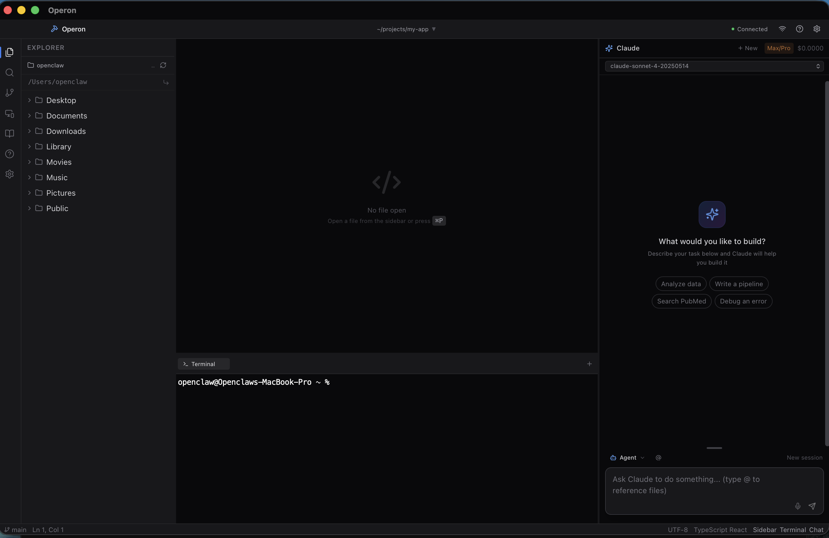 Operon main workspace