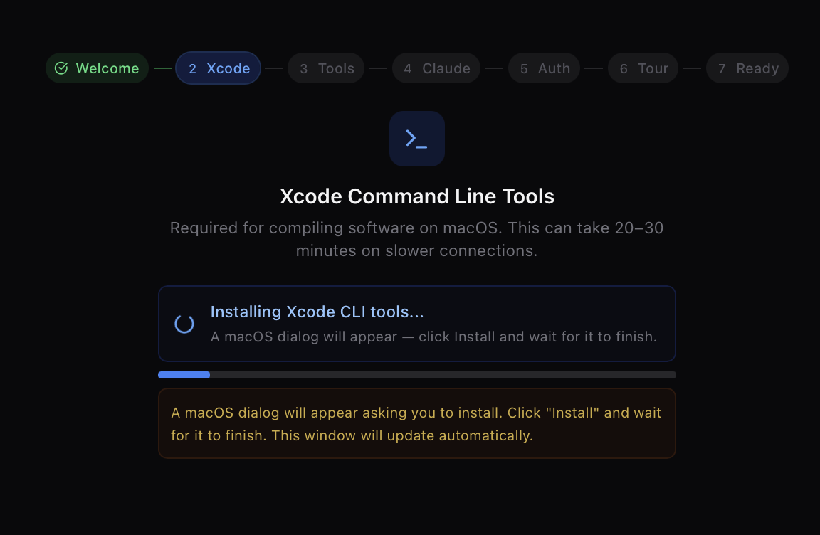 Xcode installing